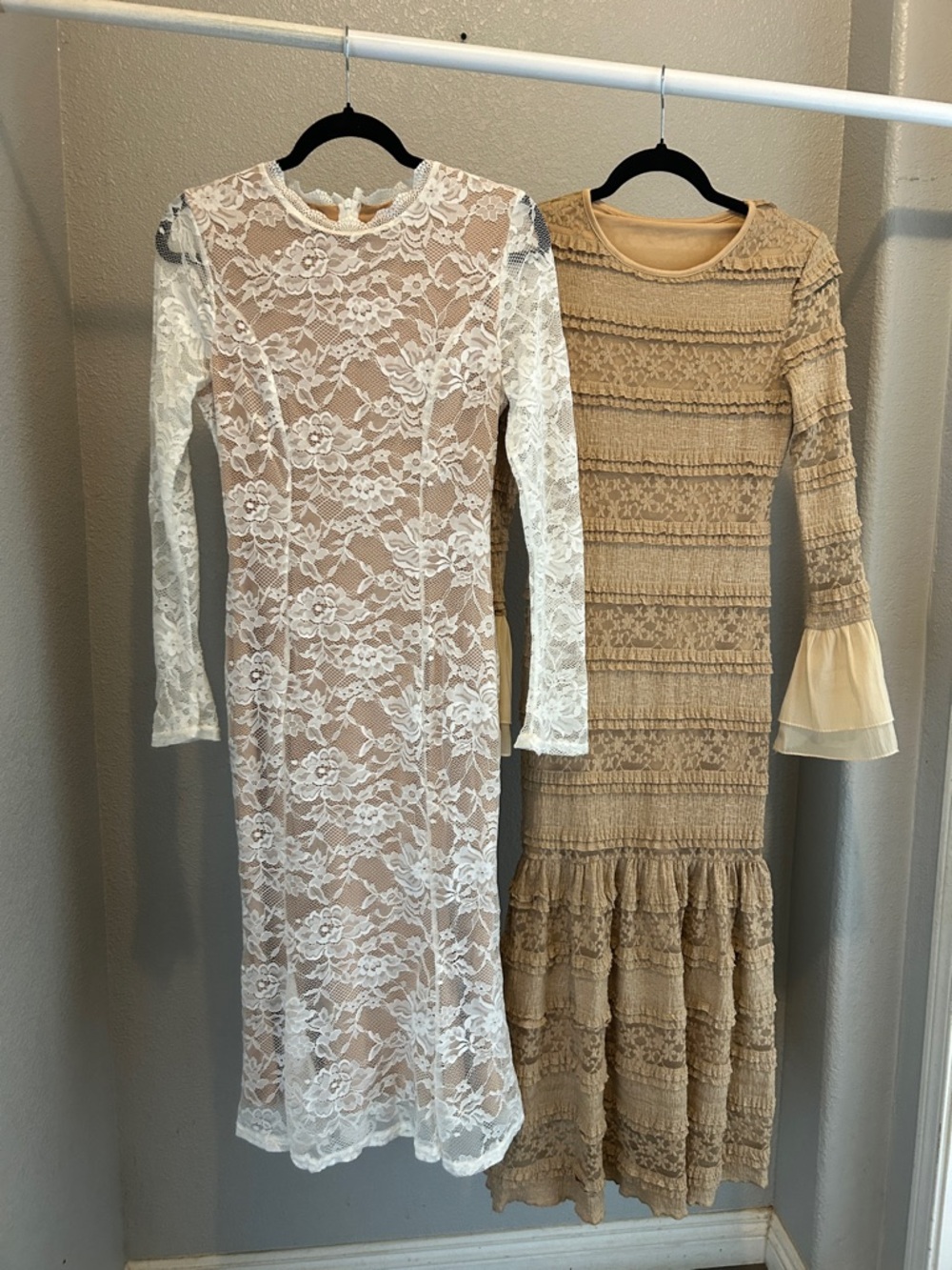 Spring wedding dress set of two Long Sleeve Dress - tan long sleeve dress size 4